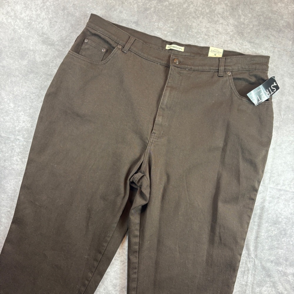 St Johns Bay Pants Womens 22W Brown Stretch Twill Straight Leg New